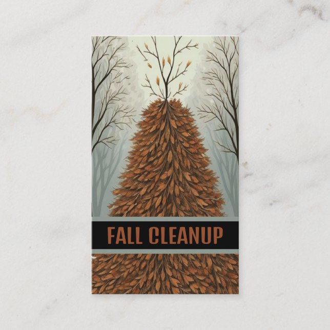 Leaf Pile Fall Cleanup Business Card (Front)