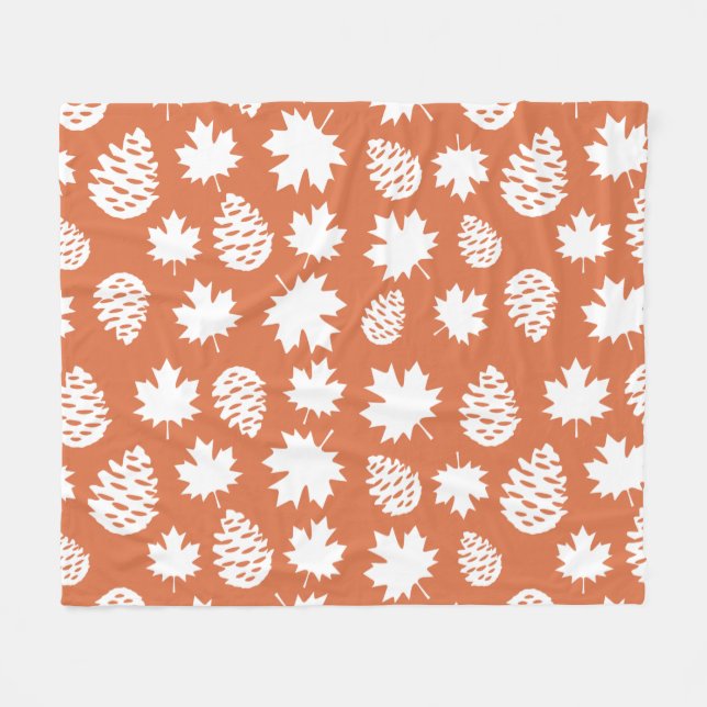 Leaf & Pine Cone  Fleece Blanket (Front (Horizontal))