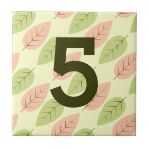 Leaf print street address house number tile design