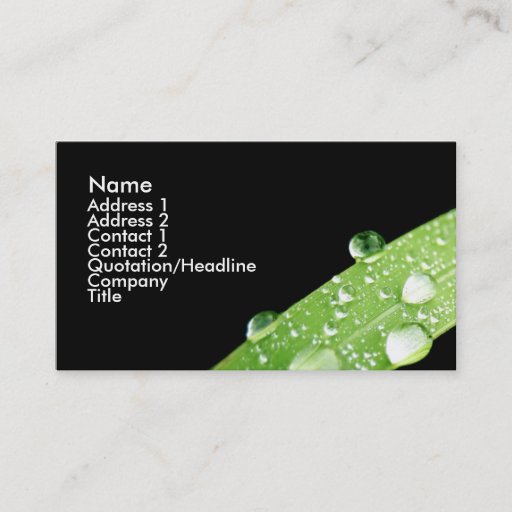 Customizable Leaf Rain Drops Business Card
