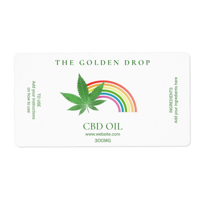 Leaf Rainbow White CBD Oil Labels (Front)