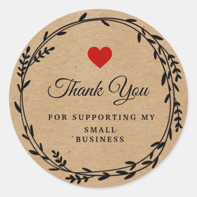 leaf round leaves Craft paper | thank you  Classic Round Sticker (Front)