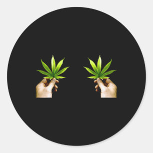 Leaf S Breast Funny Pot Weed Leaves Christmas Biki Classic Round Sticker