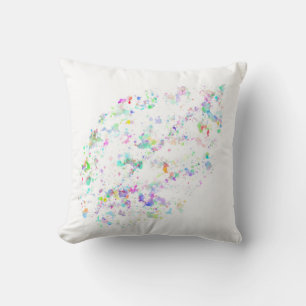 Leaf shaped water color paint splatter throw pillow