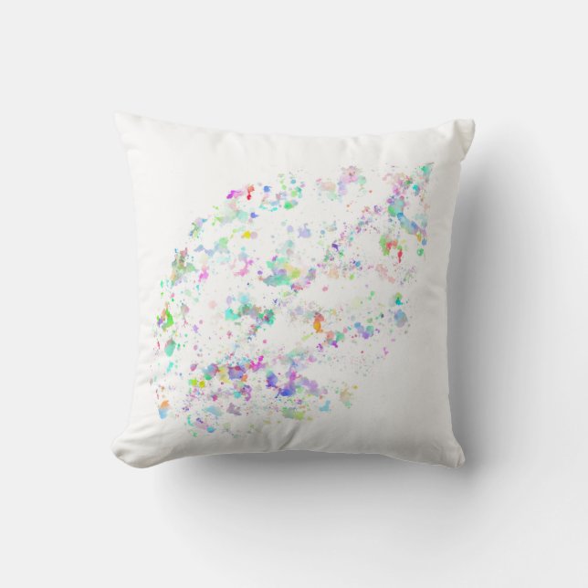 Leaf shaped water color paint splatter throw pillow (Front)