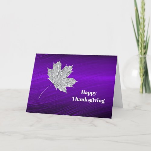 Leaf Silver Foil Graphic Thanksgiving Holiday Card