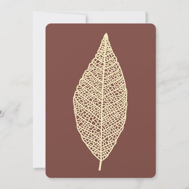 Leaf skeleton line art brown and cream Flat Card (Front)