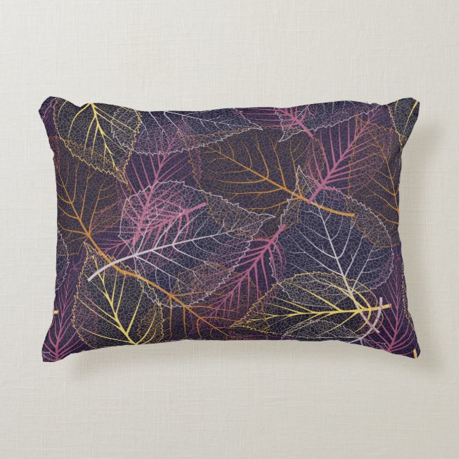 Leaf skeleton seamless pattern,background with col accent pillow (Front)