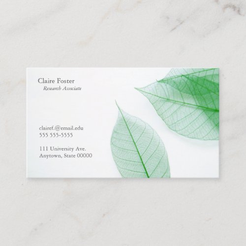 Leaf skeletons on white business card