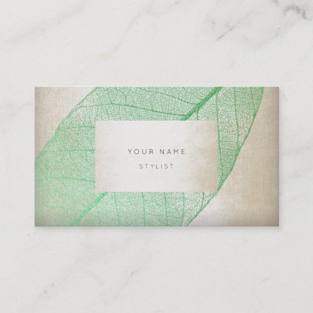 Leaf Skeletron Mint Ivory Pastel Delicate Glam Appointment Card (Front)