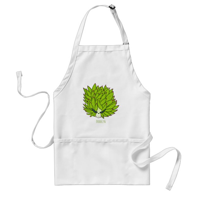 Leaf slug cartoon illustration adult apron (Front)
