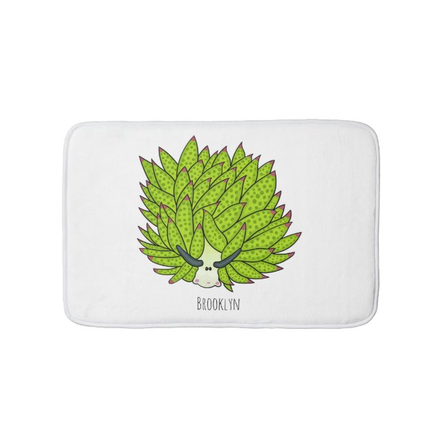Leaf slug cartoon illustration bath mat (Front)