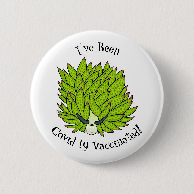 Leaf slug cartoon illustration button (Front)