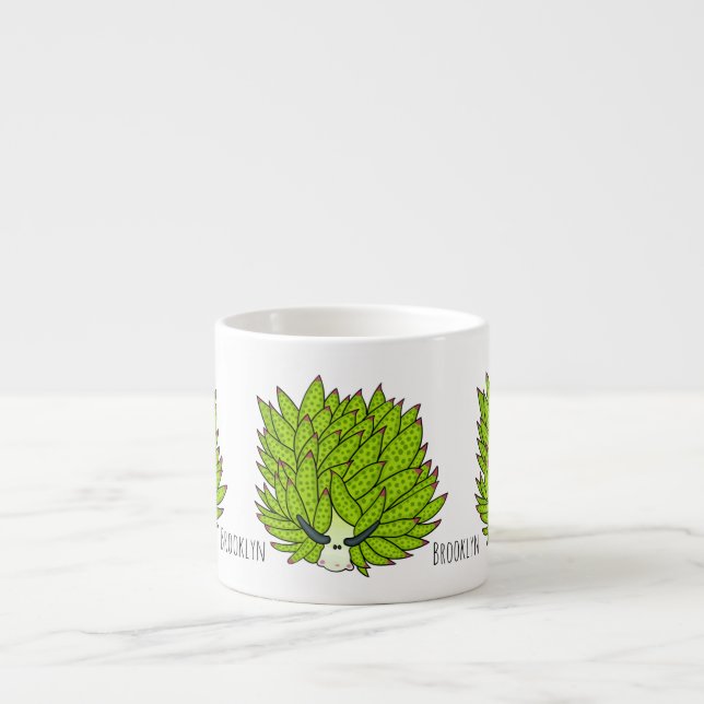 Leaf slug cartoon illustration espresso cup (Front)