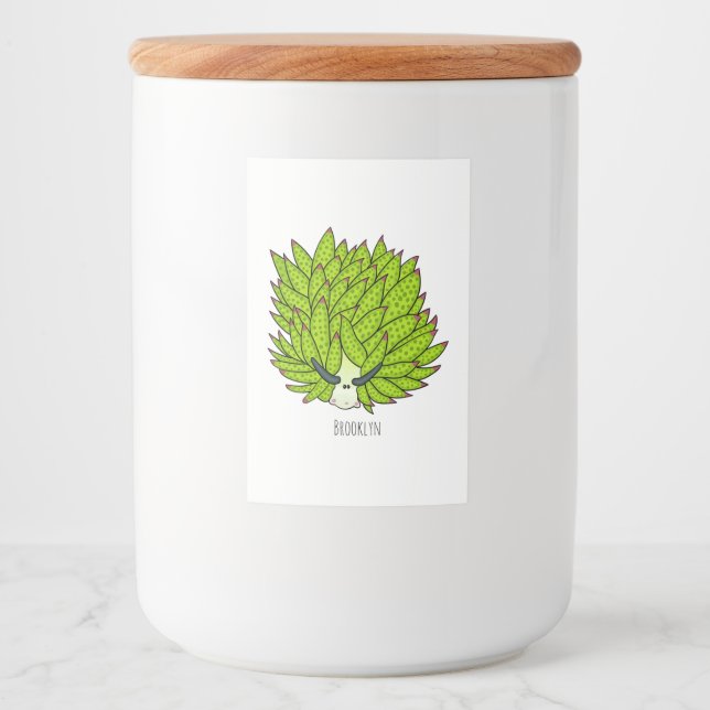 Leaf slug cartoon illustration food label (Front)