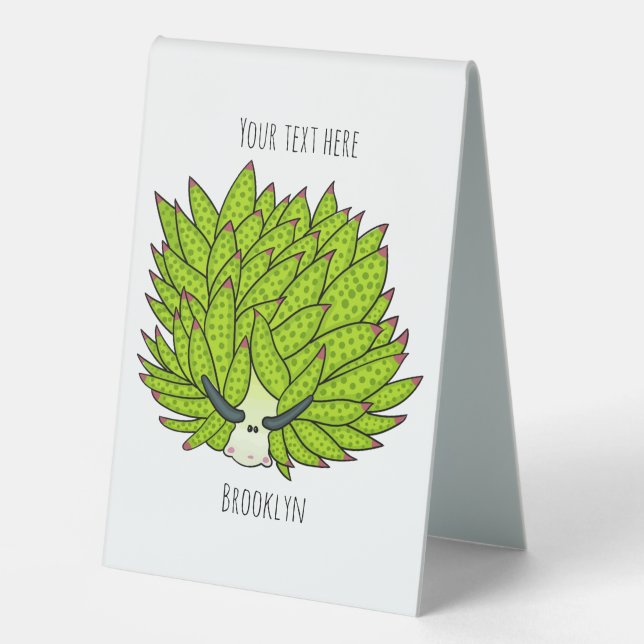 Leaf slug cartoon illustration  table tent (Front)