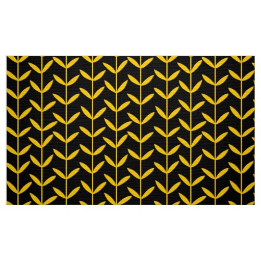 Leaf Stems - Amber on Black Fabric