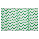 Leaf Stems - Grass Green on White Fabric