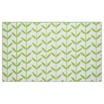 Leaf Stems - Martian Green on White Fabric
