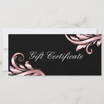 Leaf Swirl Nail Salon Gift Certificate Pink Black by WeddingShop88 at Zazzle