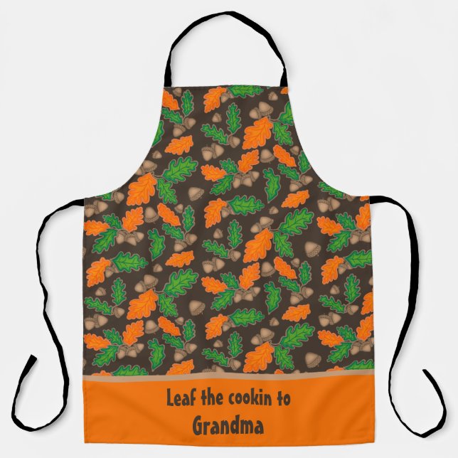 Leaf The Cookin Custom Autumn Leaves  Acorns Apron (Front)