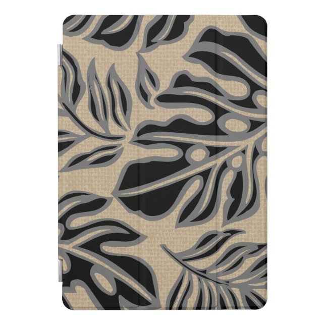  Leaf Tiki Charcoal and Black Hawaiian Tropical  iPad Pro Cover (Front)