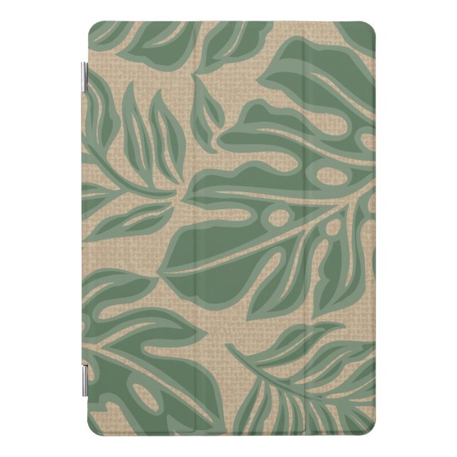 Leaf Tiki Sage Green Hawaiian Tropical iPad Pro Cover (Front)