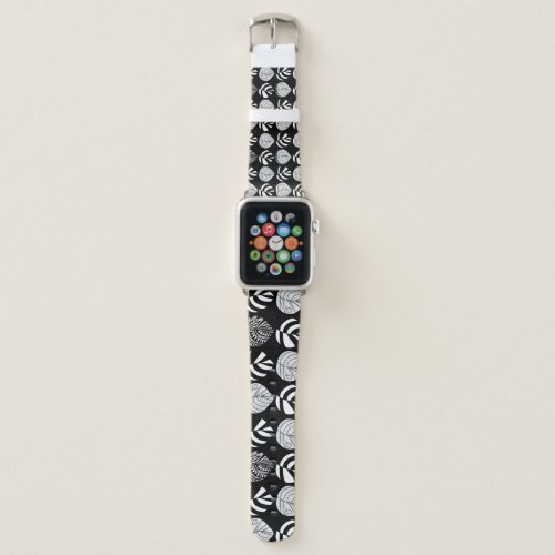 Leaf to Fish Transition Black White Apple Watch Band
