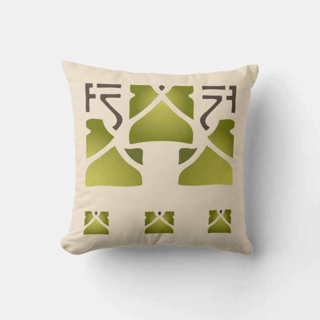 Leaf Trio Stencil Throw Pillow (Front)