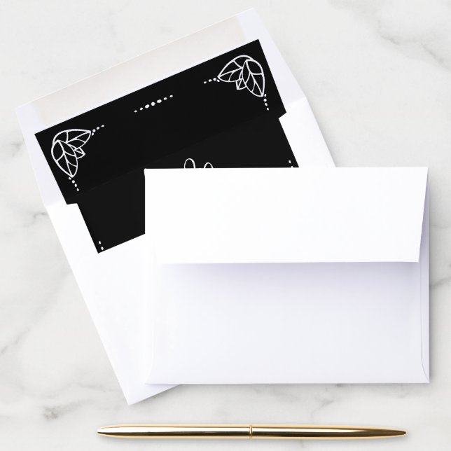 Leaf Triplet And Dots Frame RSVP Wedding Envelope Liner (Desk)