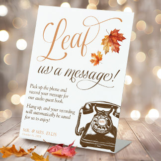 Leaf Us A Message Audio Guest Book Fall Wedding Pedestal Sign