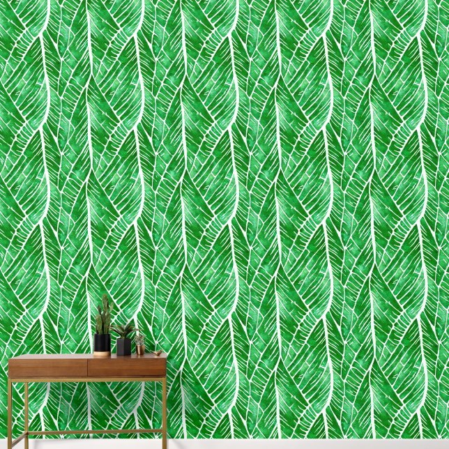 Leaf vein variegated forest abstract watercolor  wallpaper  (Hallway)