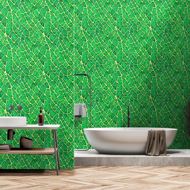 Leaf vein variegated forest seamless pattern wallpaper  (Bathroom)
