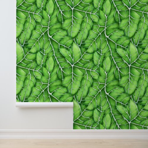 Leaf vein variegated forest woodland pattern wallpaper 