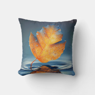 Leaf Water Calm Tranquil Nature Peaceful Season Throw Pillow