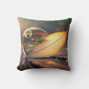 Leaf Water Calm Tranquil Nature Peaceful Season Throw Pillow