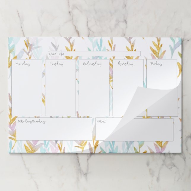 Leaf Watercolor Weekly Calendar Large Tearaway Pad (Folded)