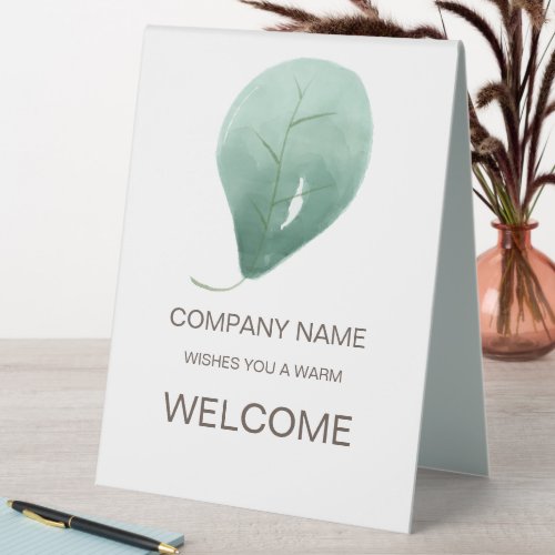 Leaf Welcome Company Typography Table Tent Sign
