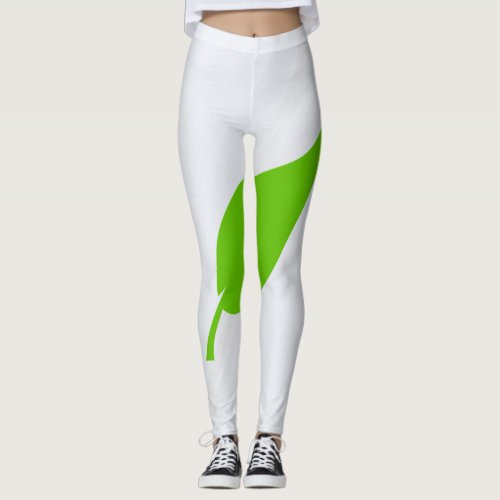 leafwhitebackcolor leggings