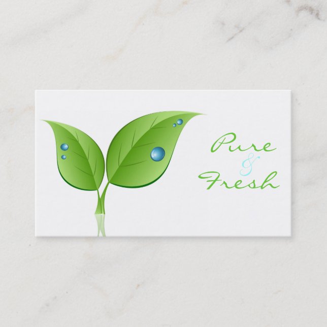 Leaf with Waterdrop Business Card (Front)