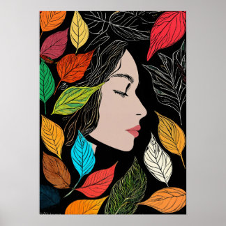 "Leaf Woman: Tranquil Essence" Poster
