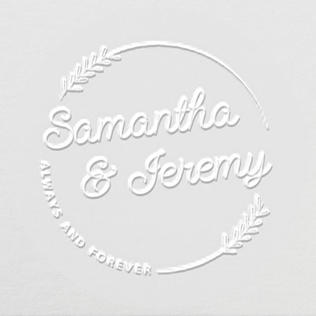 Leaf Wreath Couple Forever Monogram Embosser (Design)