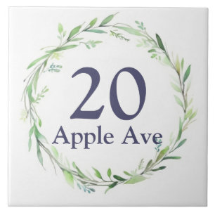 Leaf Wreath Custom House Number Plate Address Sign Ceramic Tile