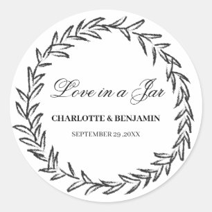 Leaf Wreath Simple Mason Jar Wedding Favor Labels