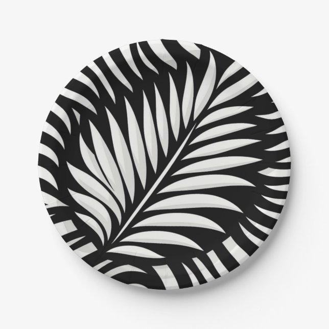 Leaf Zebra Stripes style  Paper Plates (Front)