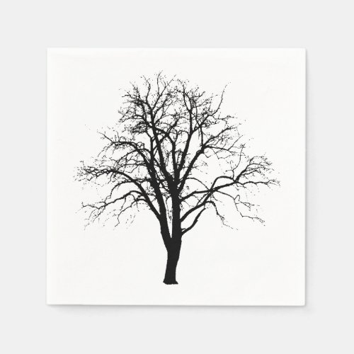Leafless Tree In Winter Silhouette Paper Napkins