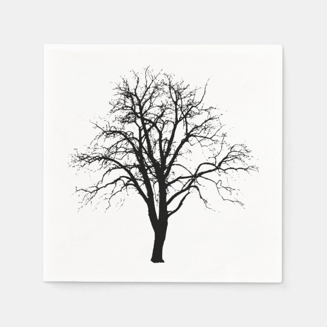 Leafless Tree In Winter Silhouette Paper Napkins (Front)