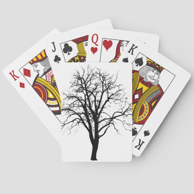 Leafless Tree In Winter Silhouette Poker Cards (Back)