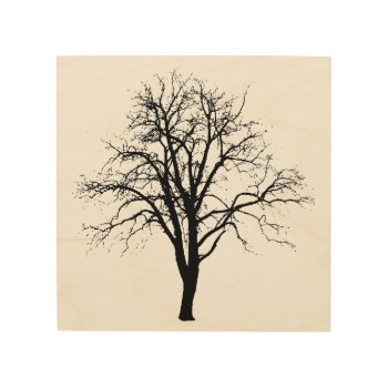 Leafless Tree In Winter Silhouette Wood Wall Decor by CozyMode at Zazzle