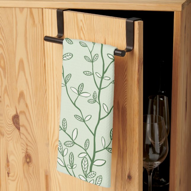 Leafline Spread Green Kitchen Towel (Thirds Fold)